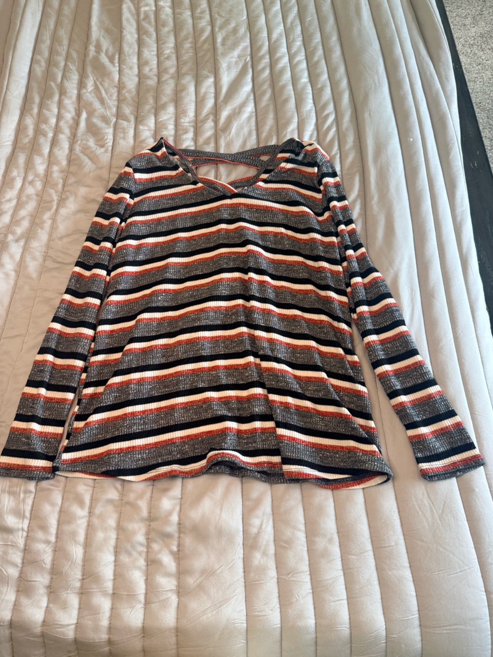 Harlow & Rose Striped Open Back Sweater Top Size Large NWT